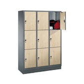 Schließfachschrank,HxBxT 1800x900x500mm,Korpus RAL7021,Front Donau-Ahorn