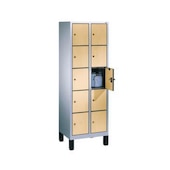 Schließfachschrank,HxBxT 1850x600x500mm,Korpus RAL7021,Front Donau-Ahorn