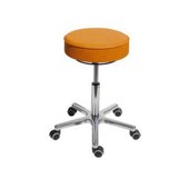 Hocker, Sitz H 540-720mm, Sitz Kunstleder gelb, Gestell Alu, Rollen