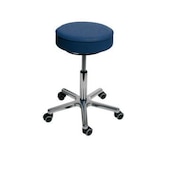 Hocker, Sitz H 540-720mm, Sitz Kunstleder skyblau, Gestell Alu, Rollen