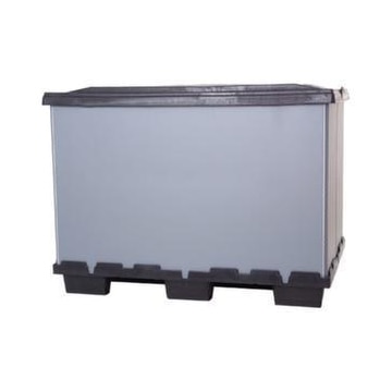 Paletten-Faltbox, HxLxB 915x800x1200mm, Auflast 1000kg, Kunststoff, grau