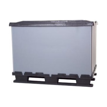 Paletten-Faltbox, HxLxB 930x800x1200mm, Auflast 500kg, Kunststoff, grau