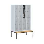 Doppelstöckiger Sitzbankschrank,RAL7035,HxBxT 2090x1590x815mm,4x2 Abt.