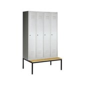 Sitzbankschrank,RAL7035,HxBxT 2090x1600x500mm,4 Abt.,Abt. B 400mm