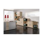 Büroregal, HxBxT 2160x800x420mm, 3 OH Regal/3 OH Schrank, Korpus Ahorn