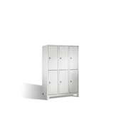 Doppelstöckiger Garderobenschrank,RAL7035,HxBxT 1850x1200x500mm,3x2 Abt.