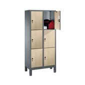 Schließfachschrank,HxBxT 1850x600x500mm,Korpus RAL7021,Front Donau-Ahorn