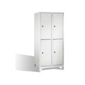 Doppelstöckiger Garderobenschrank,RAL7035,HxBxT 1850x810x500mm,2x2 Abt.