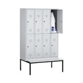 Doppelstöckiger Sitzbankschrank,RAL7035,HxBxT 2090x1590x815mm,4x2 Abt.