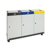 Wertstoffsammelstation, feuerhemmend, 3x70l, HxBxT 950x1210x380mm