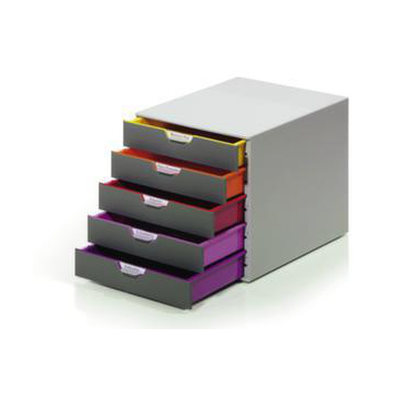 Schubladenbox,5xDIN A4/DIN C4/Folio,HxBxT 292x280x356mm,Kunststoff,grau