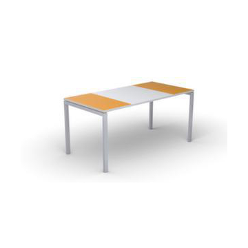 Schreibtisch, HxBxT 750x1400x800mm, Platte orange/weiß, rechteckig