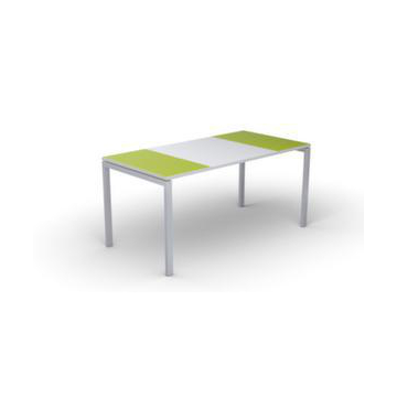 Schreibtisch,HxBxT 750x1600x800mm,Platte grün/weiß,rechteckig,4-Fuß weiß