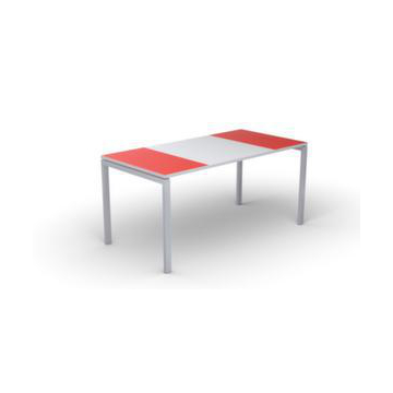 Schreibtisch, HxBxT 750x1800x800mm, Platte rot, rechteckig, 4-Fuß weiß
