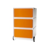 Rollcontainer, HxBxT 642x390x436mm, Korpus weiß, Front orange