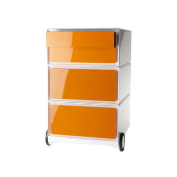 Rollcontainer, HxBxT 642x390x436mm, Korpus weiß, Front orange