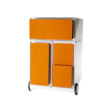 Rollcontainer,HxBxT 642x390x436mm,1 HR-Auszüge,Korpus weiß,Front orange