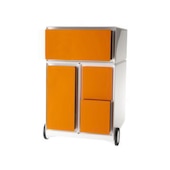 Rollcontainer,HxBxT 642x390x436mm,1 HR-Auszüge,Korpus weiß,Front orange