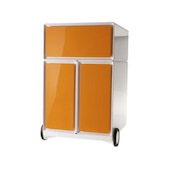 Rollcontainer,HxBxT 642x390x436mm,2 HR-Auszüge,Korpus weiß,Front orange