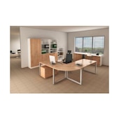 Büroschrank, HxBxT 2004x800x420mm, Korpus weiß, Front Nussbaum