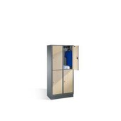 Garderobenschrank,HxBxT 1800x810x500mm,Korpus RAL7021,Front Donau-Ahorn