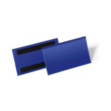 Etikettentasche, HxB 88x163mm, Rückseite magnetisch, PP, blau