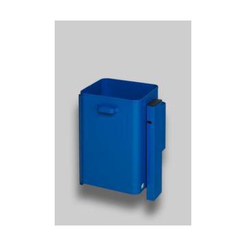 Abfallbehälter, f. außen, 40l, Wand/Pfosten, Korpus Stahl blau