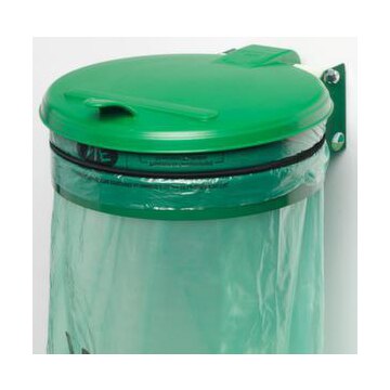 Müllsackhalter,f. 1x120l,Wand/Pfosten,Gestell grün,Deckel Kunststoff grün