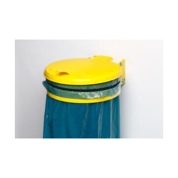 Müllsackhalter,f. 1x120l,Wand/Pfosten,Gestell gelb,Deckel Kunststoff gelb