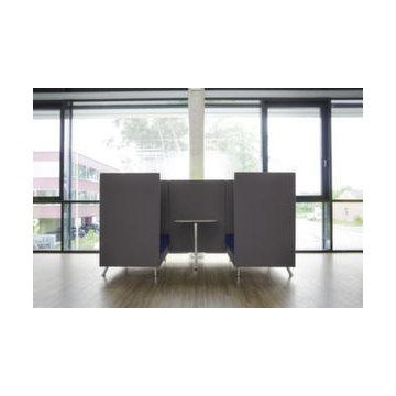 Highback Loungesofa, 2-Sitzer, schallabsorbierend, Stoff grau/blau