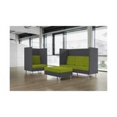 Highback Loungesofa, 3-Sitzer, schallabsorbierend, Stoff grau/grün