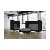 Highback Loungesofa, 2-Sitzer, schallabsorbierend, Stoff schwarz/grau