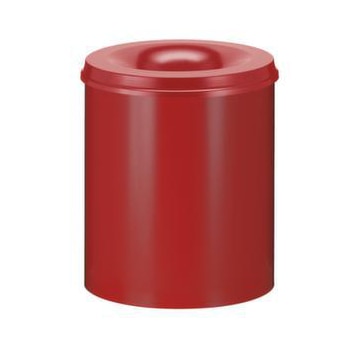 Papierkorb,selbstlöschend,80l,HxØ 540x470mm,Kopfteil rot,Korpus Stahl rot