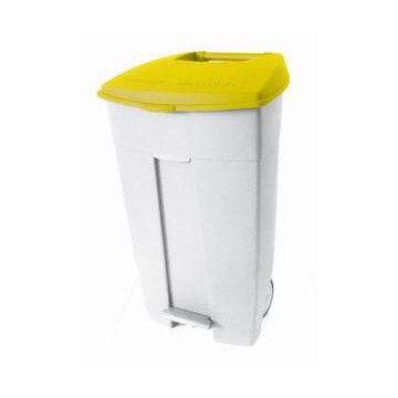 Abfallbehälter,1x120l,HxBxT 890x560x480mm,Korpus PE weiß,Deckel PE gelb