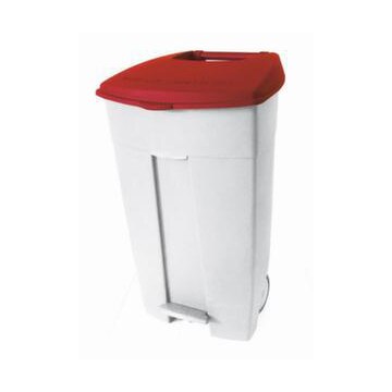 Abfallbehälter,1x120l,HxBxT 890x560x480mm,Korpus PE weiß,Deckel PE rot