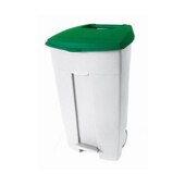 Abfallbehälter,1x120l,HxBxT 890x560x480mm,Korpus PE weiß,Deckel PE grün