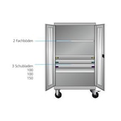 Mobiler Flügeltürenschrank, HxBxT 1813x1005x691mm, 3xStahlboden