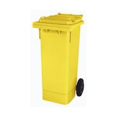 Mülltonne, 80l, HxBxT 930x445x520mm, Deckel gelb, Korpus PE gelb, 2 Räder