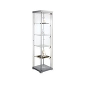 Standvitrine,HxBxT 1800x450x450mm,4xGlasboden,Flügeltür,ESG,Profil silber