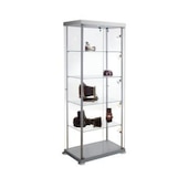 Standvitrine,HxBxT 1800x850x450mm,4xGlasboden,Flügeltür,ESG,Profil silber