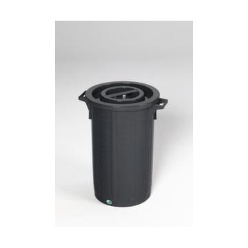 Abfallbehälter, 90l, HxØ 700x510mm, Korpus PE schwarz, Deckel PE schwarz