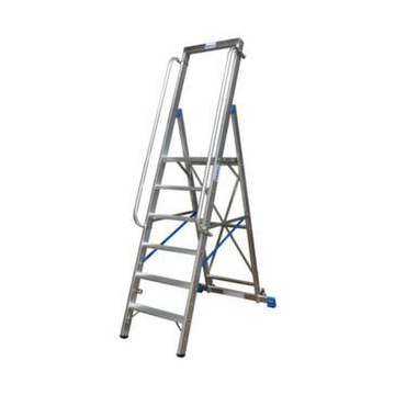 Fahrbare Stufen-Plattformleiter, einseitig, 6 Stufe(n), Stand H 1, 4m