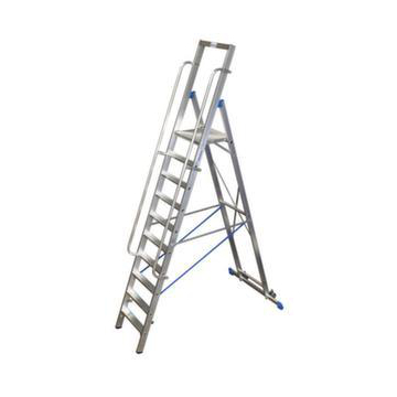 Fahrbare Stufen-Plattformleiter, einseitig, 10 Stufe(n), Stand H 2, 35m