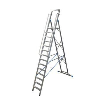 Fahrbare Stufen-Plattformleiter, einseitig, 14 Stufe(n), Stand H 3, 3m