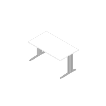 Schreibtisch, HxBxT 730x1400x800mm, Platte weiß, C-Fuß alu