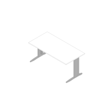 Schreibtisch, HxBxT 730x1600x800mm, Platte weiß, C-Fuß alu