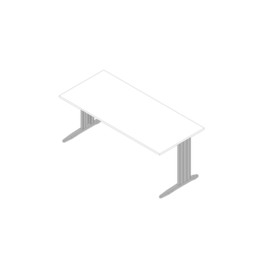 Schreibtisch, HxBxT 730x1800x800mm, Platte weiß, C-Fuß alu