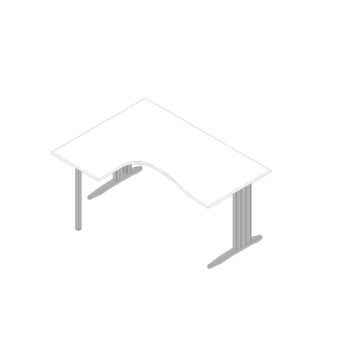 Winkel-Schreibtisch,HxBxT 730x1600x1200mm,Platte weiß,Vertiefung links