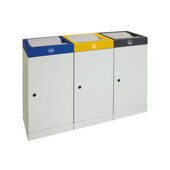 Wertstoffsammelstation, feuerhemmend, 3x70l, HxBxT 850x1210x380mm