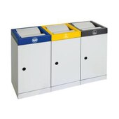 Wertstoffsammelstation, feuerhemmend, 3x30l, HxBxT 600x910x300mm